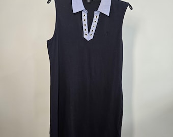 Nautica Jeans Navy Polo Dress L Eyelet Detail