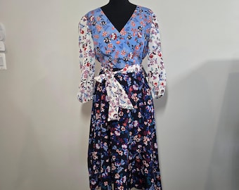 Vestido estampado floral de 1901, talla 14, nuevo con etiquetas.