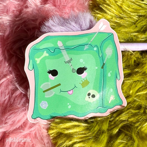 d&d cute chibi gelatinous cube vinyl sticker