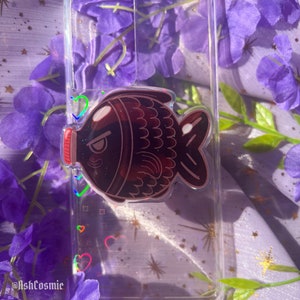 Kawaii Angry Soy Sauce Fish Acrylic Glitter Phone Grip