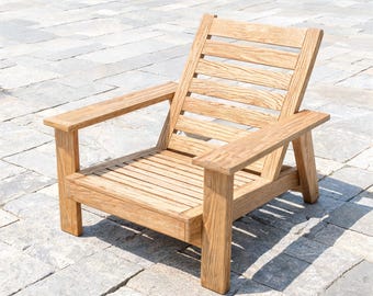 Planos de carpintería para sillón de exterior moderno en PDF / Construcción de sillón club de patio con madera de 2x4 (hágalo usted mismo), lista de cortes y diagramas / Descarga digital