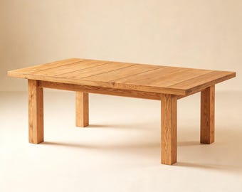 Plano de mesa de comedor rústica estilo granja, mesa de madera de 182 cm (72") con capacidad para 6-8 personas, planos de carpintería, construcción de tablero de tablones para bricolaje, instrucciones en PDF imprimibles.