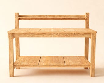 Potting Bench Woodworking Plan, DIY Garden Workstation Build Plans, Outdoor Bench with Shelves PDF, Beginner Furniture Plans Download