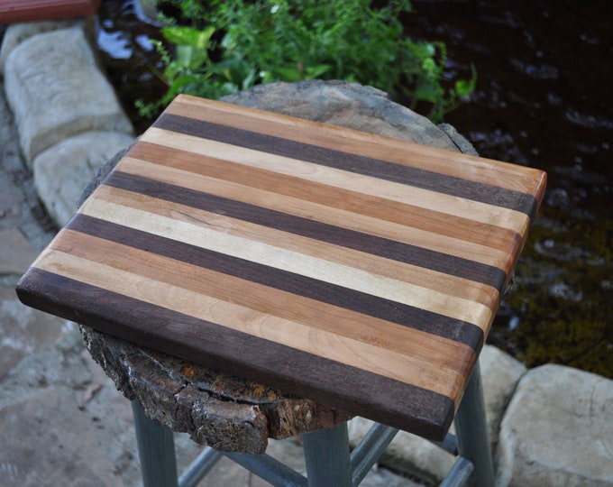 Butcher Block  Mixed Hard wood all Natural USA grown harvested musical quality woods 11.5"x9"x1.5"