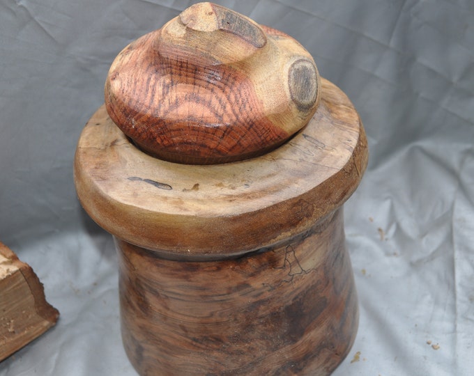 Spalted, hardwood Vase, cookie jar, Free Top