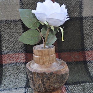 Oak flower vase, with insert for water, live edge, CrazyBearUSA