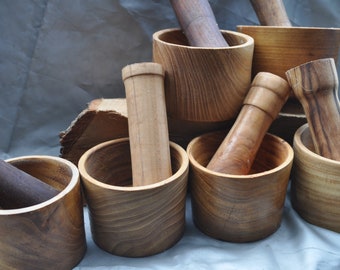 Elm bowl, with masher,  3 to 4 inch