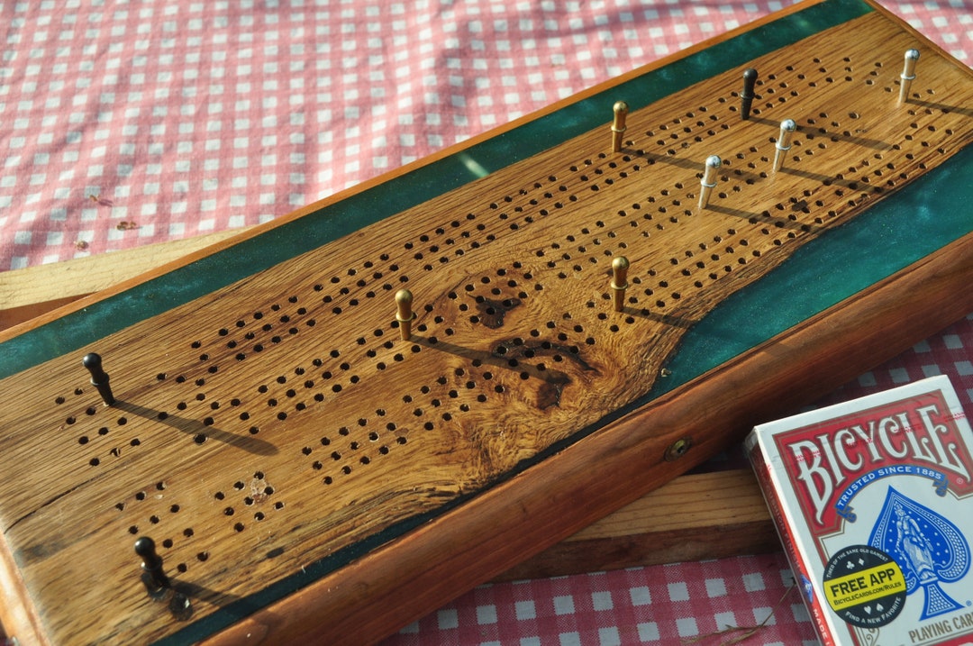 Cribbage Board Oak Epoxy Deep Pour 3 Lane Etsy