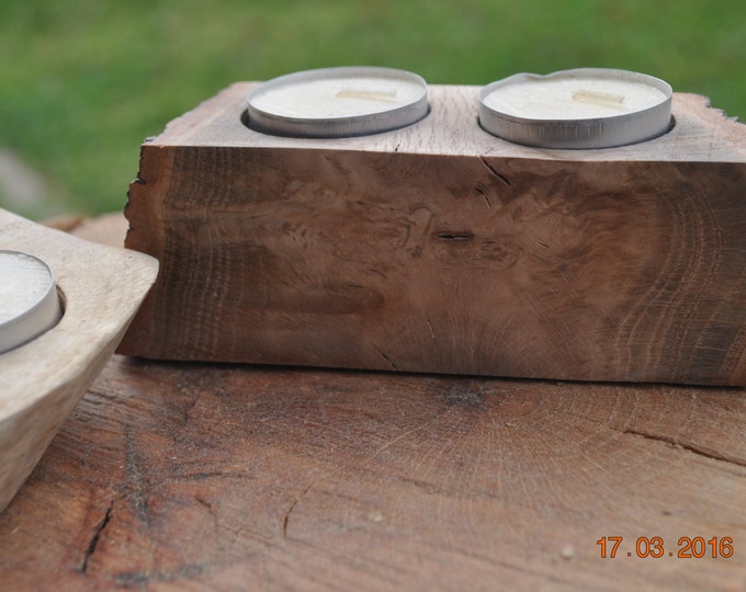 2 Oak Burl live edge Tea cup Candle holders by CBF