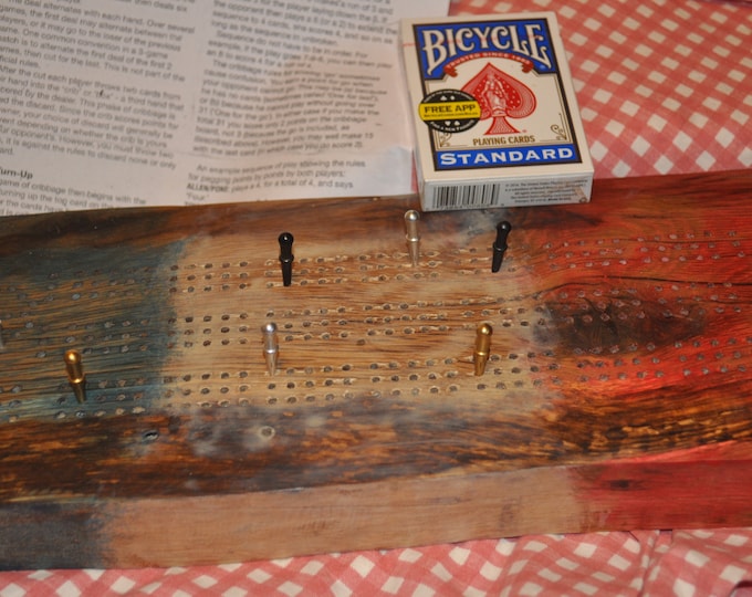 Cribbage Red, White, Blue , Red oak natural slabs USA made
