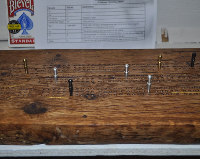 cribbage board,Oak live edge ,3 lane , CrazyBearUSA