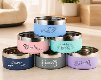Cuenco para mascotas de acero inoxidable grabado: Cuenco aislado personalizado para comida y agua de perros y gatos, regalo para cachorros, regalo para perros, regalo para amantes de las mascotas