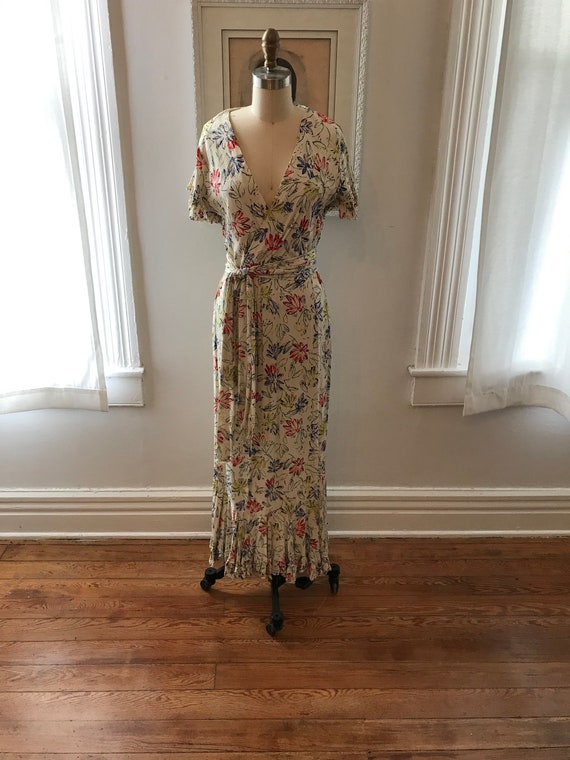 1940s cold rayon dress | floral gown
