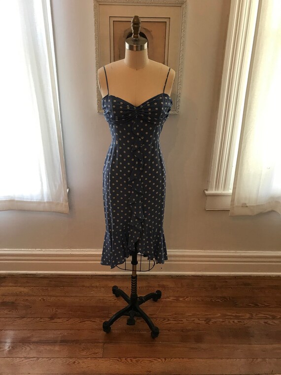1990s Moschino silk polkadot pinup dress