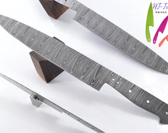Cuchillo de chef de Damasco hecho a mano de 38 cm (15"), hoja de espiga completa de acero 1095 y 15N20, suministros para la fabricación de cuchillos personalizados, cuchillo de cocina para bricolaje.