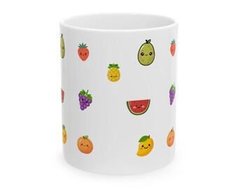Kawaii Fruit Pattern Mug | Ceramic Coffee Tea Cup