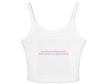 Camiseta sin mangas con estampado de rabia sarcástica / Camiseta ajustada de tirantes finos con estampado gráfico