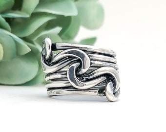 Triple Knot Ring, Silver Knot Ring For Men and Women, Handmade Statement Knot Ring, Chunky Silver Ring, Couples Knot Ring, LjBjewelry