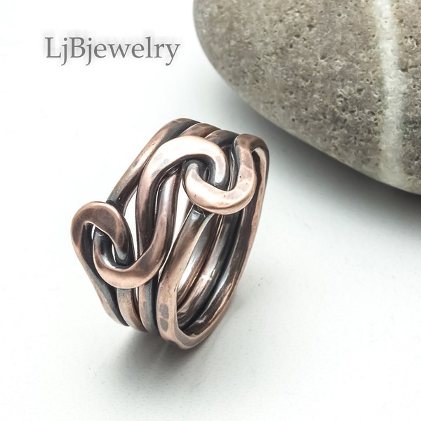 Knot Ring, Copper Knot Ring, Promise Ring, Anniversary Jewelry, Mens Ring, Gift for Her,Double Knot Ring, Handmade Copper Ring, LjBjewelry