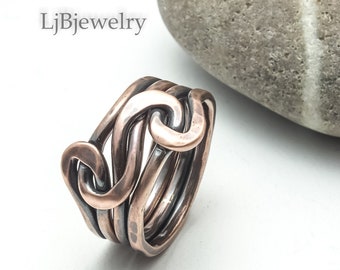 Knot Ring, Copper Knot Ring, Promise Ring, Anniversary Jewelry, Mens Ring, Gift for Her,Double Knot Ring, Handmade Copper Ring, LjBjewelry