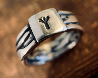 Viking Ring, Personalized Rune Ring, Silver Braided Ring, Futhark Runes, Norse Mythology,  Mens Celtic Inspired Ring, LjBjewelry
