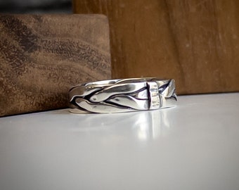 Silver Braided Ring For Men and Women, Thick Silver Rope Ring, Woven Ring Band, Handmade Chunky Braided Ring,  LjBjewelry