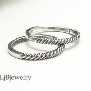 Stacking Rings, Silver Stack Ring, Twisted Ring, Sterling Silver Thumb ...