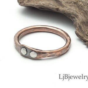 Copper Stack Ring, Stacking Copper Ring, Copper Thumb Ring, Mixed Metal Ring, Artisan Made Ring, Organic Earthy Style, LjBjewelry