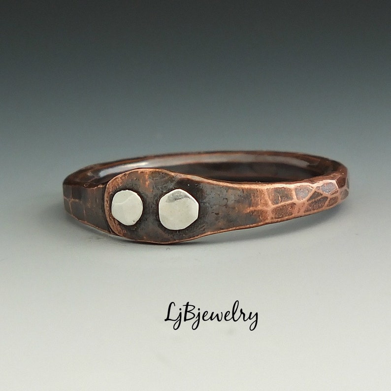 Copper Ring/Copper Stacking Ring/Thumb Ring/Mixed Metal Ring/Copper Jewelry/Artisan Made Ring/Boho Style Ring/LjBjewelry image 7