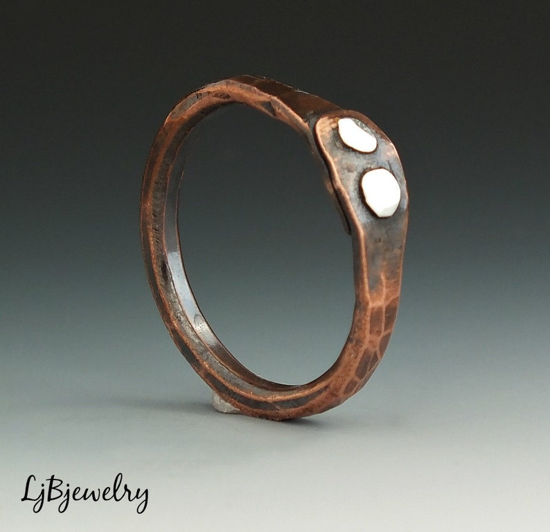 Copper Ring/Copper Stacking Ring/Thumb Ring/Mixed Metal Ring/Copper Jewelry/Artisan Made Ring/Boho Style Ring/LjBjewelry image 4