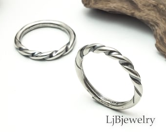 Silver Stack Ring For Her, Stacking Rings, Silver Thumb Ring, Twisted Stack Ring For Men and Women, Artisan Stack Ring, Handmade, LjBjewelry