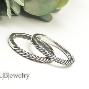 Stacking Rings, Silver Stack Ring, Twisted Ring, Sterling Silver Thumb ...