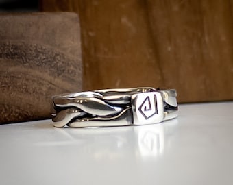 Braided Silver Ring For Men and Women, Personalized Rune Ring, Viking Ring, Silver Rope Ring, Thick Woven Ring Band,  Runes, LjBjewelry