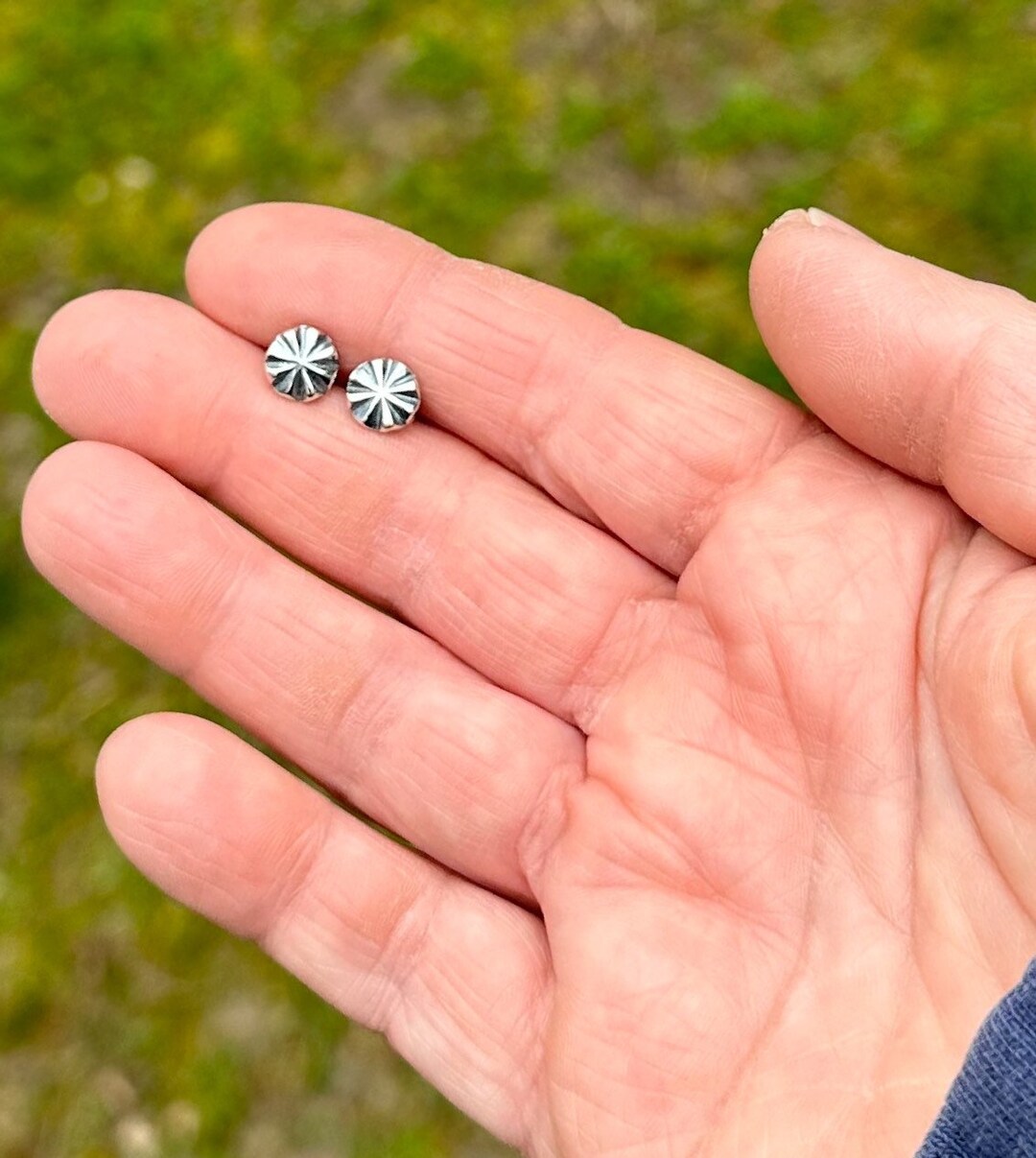 Small Silver Post Earrings for Women, Sterling Silver Southwestern Stud