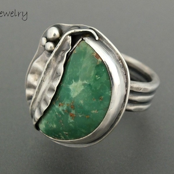 Silver Ring, Turquoise Ring, Turquoise Jewelry, Turquoise, Sterling Silver, Size 7, Statement Ring, Cocktail Ring, Metalsmith Jewelry