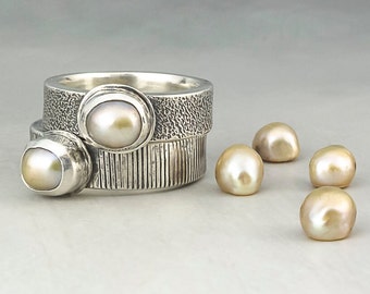 Sterling Silver Pearl Ring for Women, Small Pearl Ring, Pearl Jewelry, LjBjewelry
