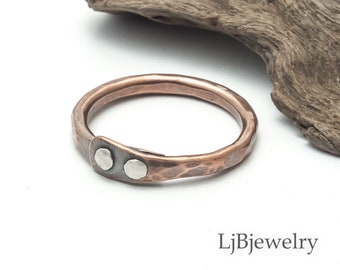 Mixed Metal Thumb Ring For Men and Women, Handmade Copper Ring, Copper Jewelry with an Earthy Style, Stacking Ring, LjBjewelry