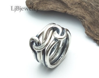Chunky Silver Ring For Men and Women,  Sterling Silver Knot Ring, Silver Knot Ring For Her, Celtic Styled Knot Ring, LjBjewelry