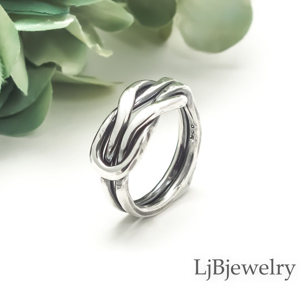 Anello nodo infinito in argento sterling per uomini e donne, anello di promessa d'argento per lei, anello dell'amicizia fatto a mano, anello dell'eternità, LjBjewelry