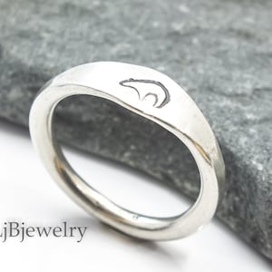 Bear Ring, Silver Bear Thumb Ring, Personalized Ring, Chunky Silver Ring for Men and Women, Stacking Ring, LjBjewelry