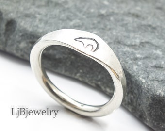 Bear Ring for Men and Women, Spirit Bear Ring, Personalized Silver Stacking Rings, Man Ring, Gift for Her, Stamped Ring, LjBjewelry