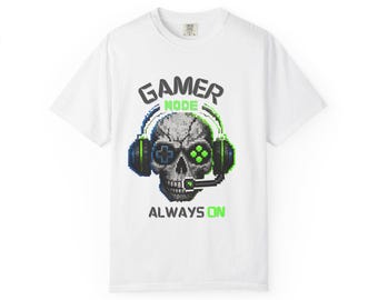 Gamer Mode Skull Always On T-shirt | Gaming Headset Controller Graphic