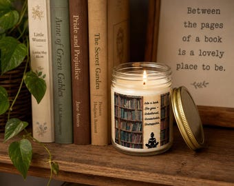 Book Lover Library Quote Candle | Scented Soy Wax Jar