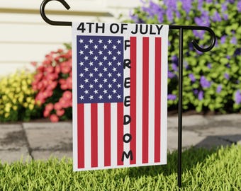 4th of July Freedom Garden Flag | House Banner, American Flag Vertical Design