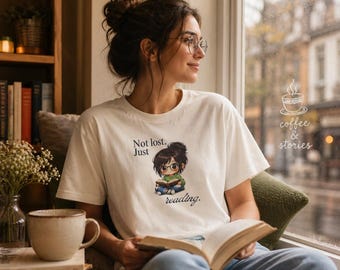 Reading Chibi Illustration Boxy T-Shirt