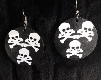 Earrings, skull and crossbones,  Goth, pirate