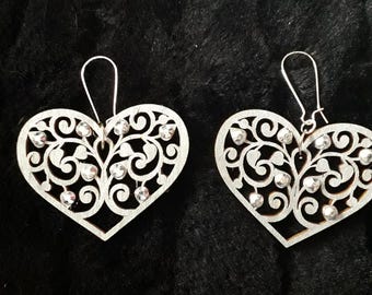 Earrings, silver, filigree, Goth, pagan