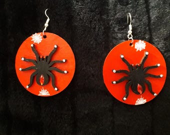 Earrings, spiders,  Goth, Halloween