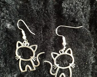 Earrings, Cat, Goth, Halloween, Pagan, Cute