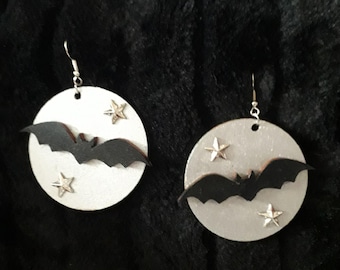 Earrings, bats,  Goth, Halloween